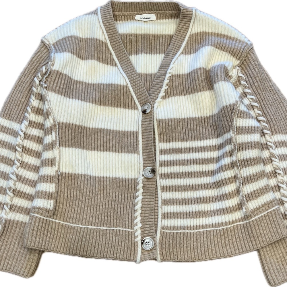 NWOT Bohme Yannah Tan and Cream Striped Cardigan